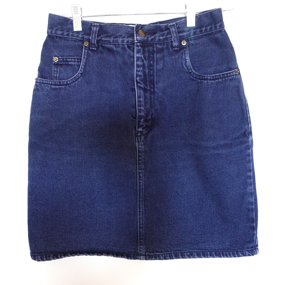Vintage California Gold Rush Skirt Womens 9 Blue Denim Jean 5 Pocket Zip Fly 90s